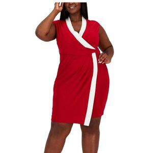 NWT Kasper Midi Crimson & Cream Dress in‎ 2X